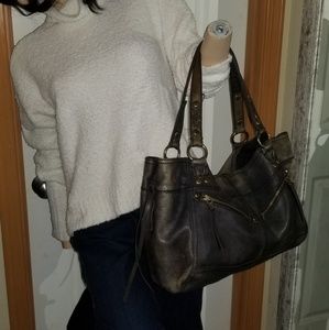 Lucky brand XL shoulder bag distressed leather